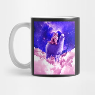 Outer Space Galaxy Kitty Cat Riding On Llama Mug